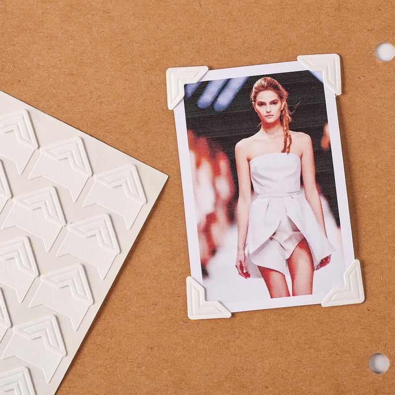 Chiallco White Photo Corners Self-Adhesive, 120 Pcs Acid Free Photo Corners for Scrapbooking, Photo Picture Mounting Corners for Photo Album, DIY Scrapbook Stickers, Memory Books, Diary, by - Image 1